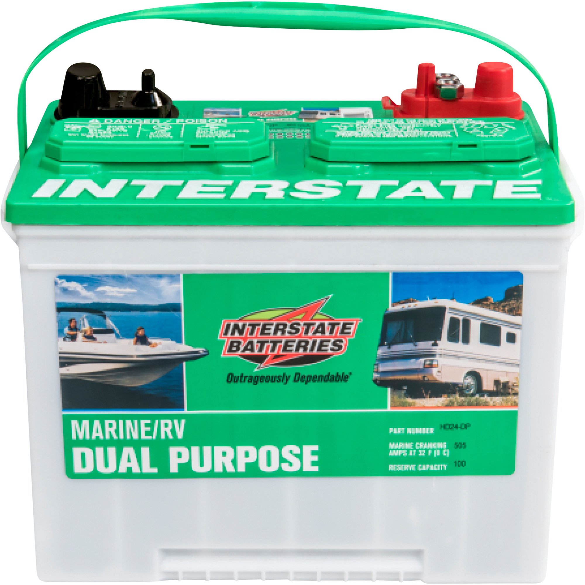 Interstate Deep Cycle Marine/RV Battery — Group Size 24DP, 12 Volt, 405 CCA, Sealed Lead Acid, Model# 8-24MP-1